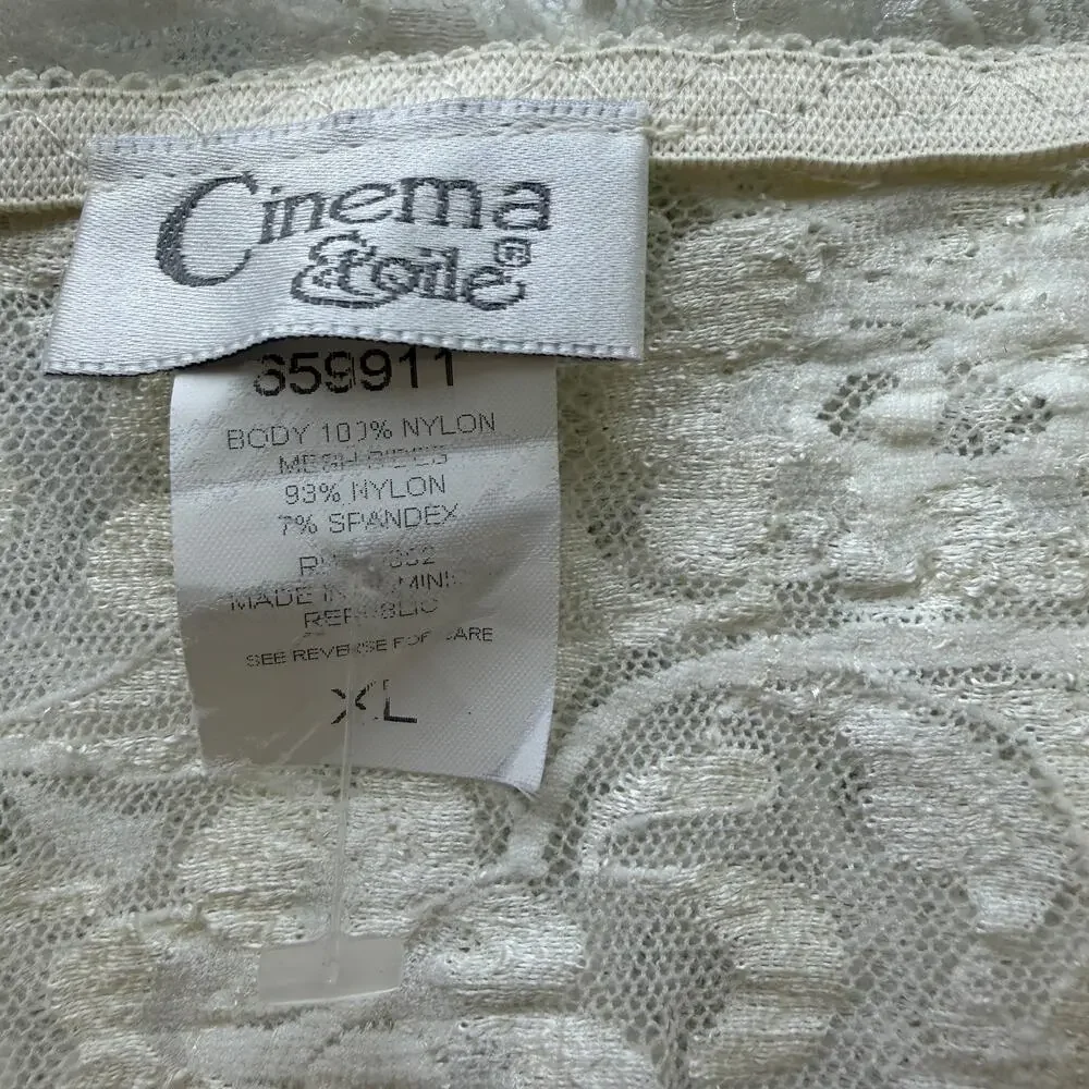 Vintage Y2K Cinema Etoile Ivory Cream Lace Bridal Chemise Lingerie Size XL NWT